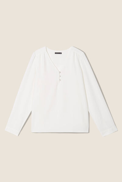 Blouse manches longues ecru femme