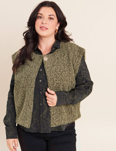 Gilet ample sans manches vert kaki femme