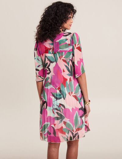 Robe évasée plissée multicolore femme