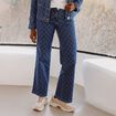 Jean coupe droite jacquard denim stone femme