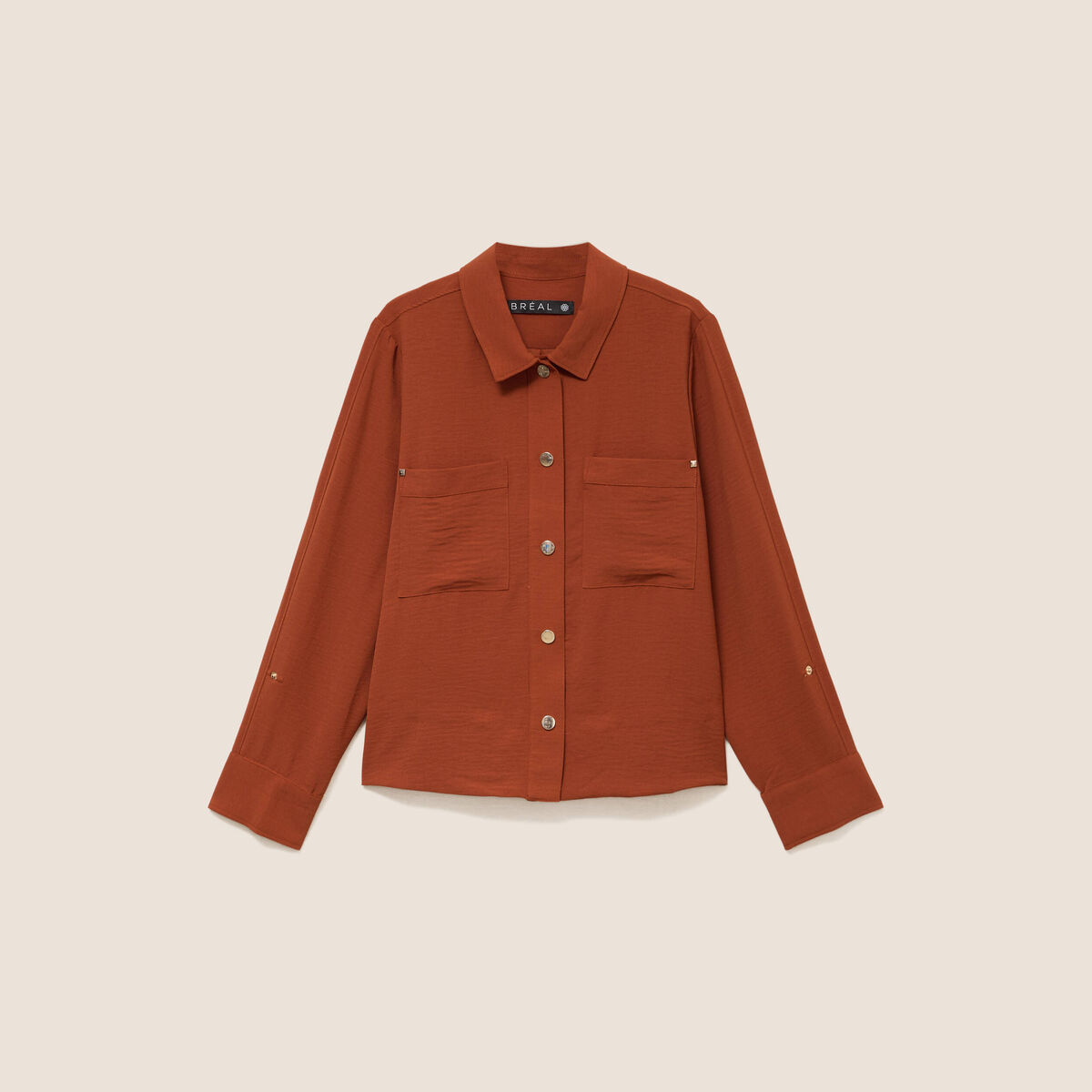 Veste fluide manches longues doubl&eacute;e marron fonc&eacute; femme