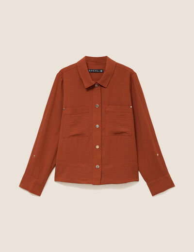 Veste fluide manches longues doubl&eacute;e marron fonc&eacute; femme