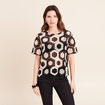 Blouse col rond manches courtes dentelle ecru femme