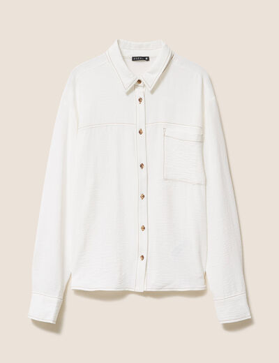 Chemise fluide manches longues ecru femme