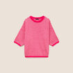 Pull droit col rond manches 3/4 rose femme