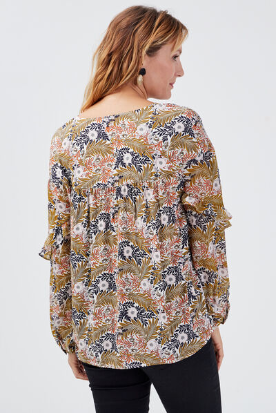 Blouse manches longues ecru femme