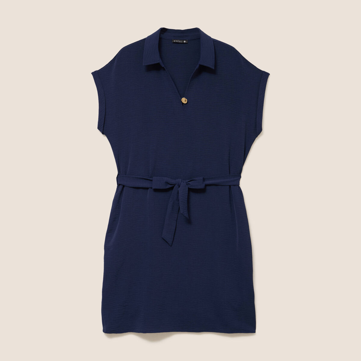 Robe droite courte manches courtes bleu marine femme