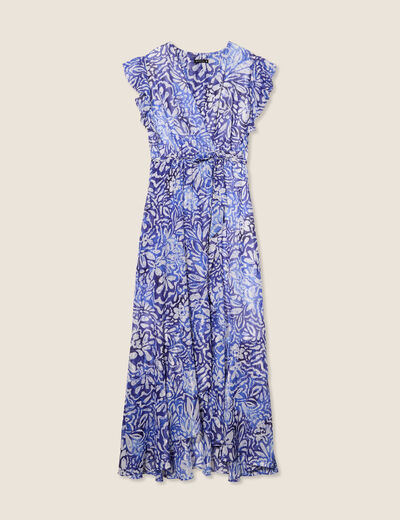 Robe longue portefeuille bleu femme