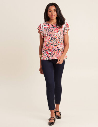 T-shirt manches courtes multicolore femme