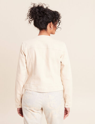 Veste cintr&eacute;e r&eacute;versible manches longues beige femme