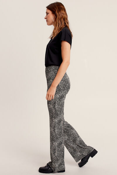 Pantalon flou droit noir femme