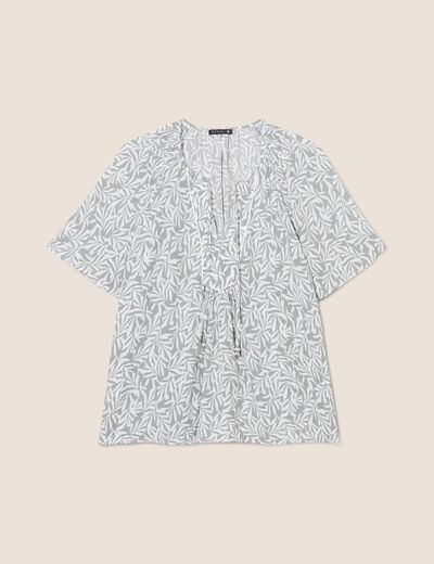 Blouse manches courtes vert kaki femme