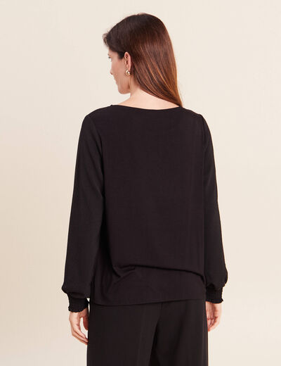 Blouse droite manches longues dentelle noir femme