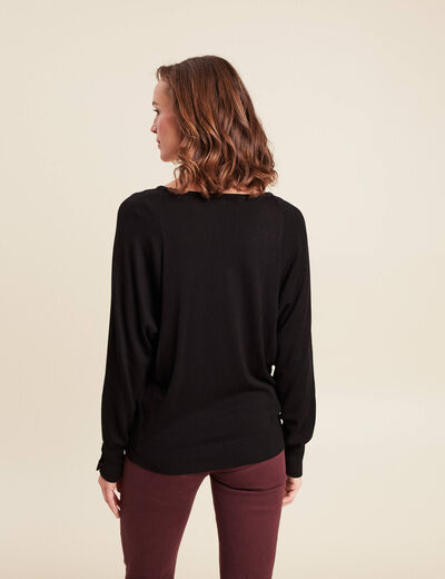 Pull manches longues noir femme