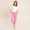 Jean coupe mom 7/8&egrave;me rose fushia femme