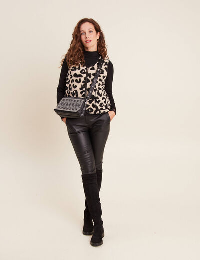 Gilet sans manches laine mouton beige femme