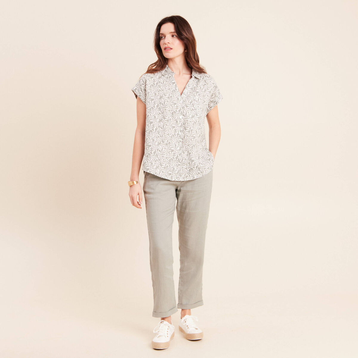 Chemise sans manches vert kaki femme
