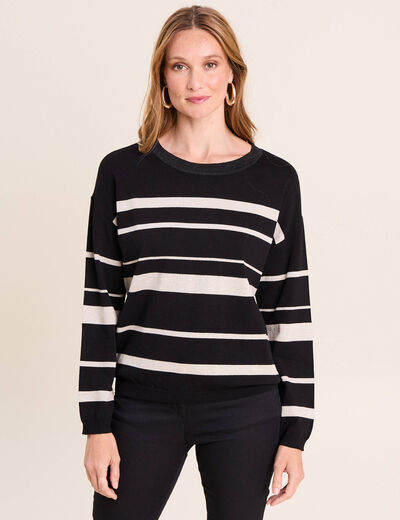 Pull col rond noir femme