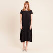 Robe longue &eacute;vas&eacute;e manches courtes noir femme