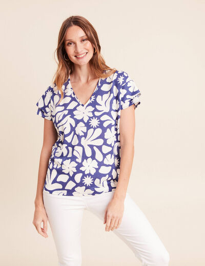 T-shirt manches courtes bleu femme