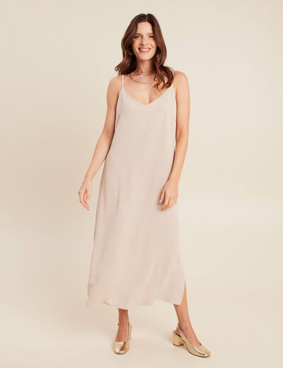 Robe 2 en 1 col rond gris clair femme