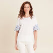 T-shirt manches courtes brodé blanc femme