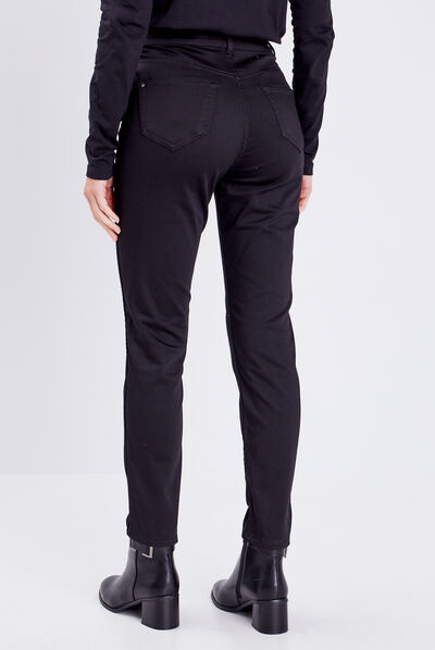 Pantalon ajusté réversible noir femme