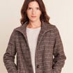 Manteau col montant doubl&eacute; marron femme