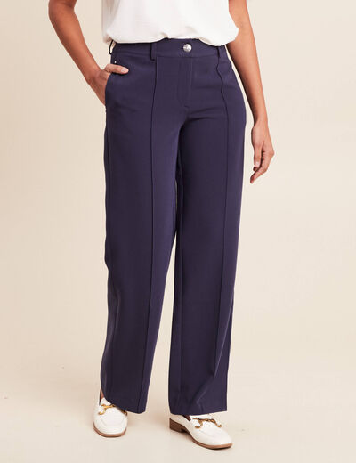Pantalon coupe large bleu marine femme