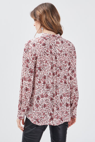 Chemise manches longues ecru femme