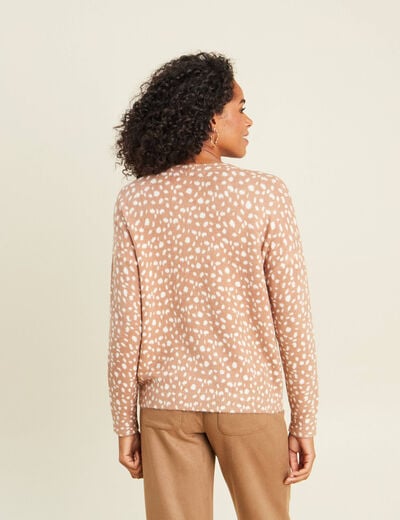 Pull droit col rond manches longues marron femme