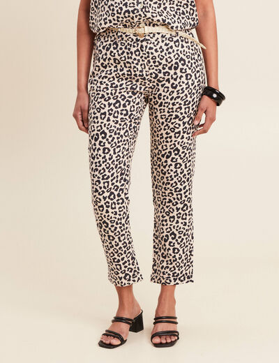 Pantalon coupe chino en lin sable femme