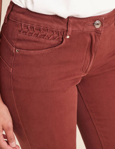 Jean coupe ajust&eacute;e taille bascul&eacute;e marron femme