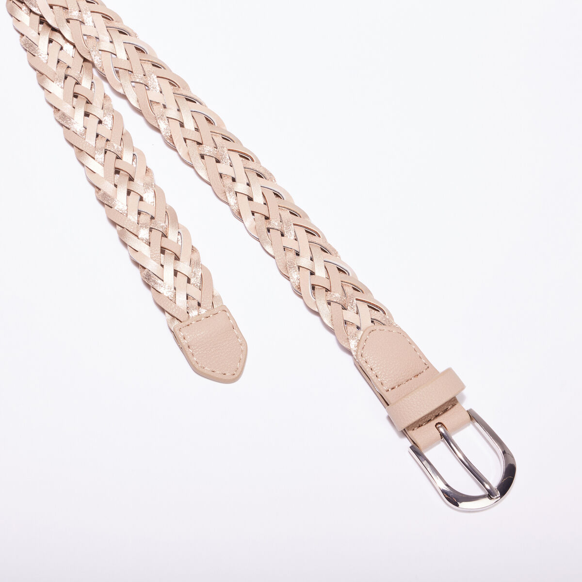 Ceinture tress&eacute;e iris&eacute;e beige femme
