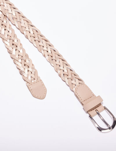 Ceinture tressée irisée beige femme