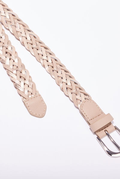 Ceinture tressée irisée beige femme