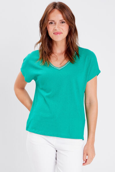 T-shirt manches courtes vert femme