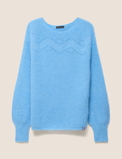 Pull confectionn&eacute; en France bleu ciel femme