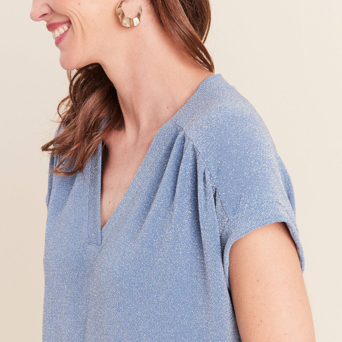T-shirt manches courtes bleu gris femme