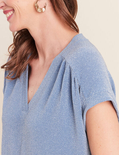 T-shirt manches courtes bleu gris femme