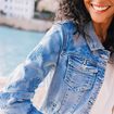 Veste en jean brod&eacute;e denim double stone femme