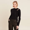 Pull manches longues strass noir femme