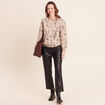 Pantalon similicuir droit 7/8&egrave;me noir femme