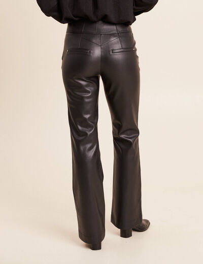 Pantalon bootcut taille haute similicuir noir femme