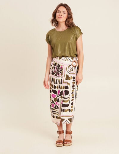 T-shirt manches courtes vert kaki femme