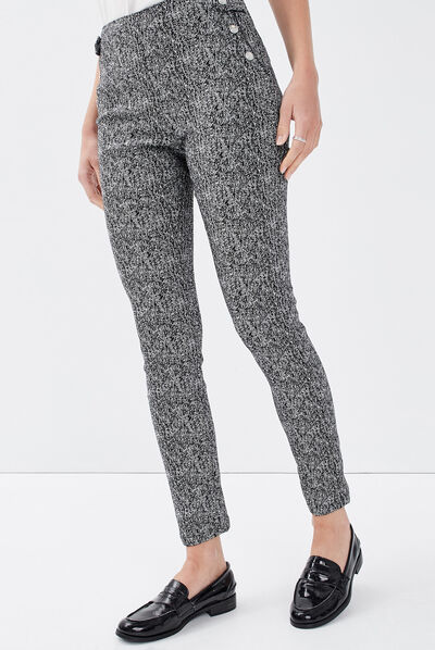 Pantalon tregging taille basculée blanc femme