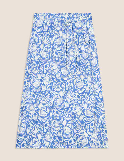 Jupe midi droite bleu femme