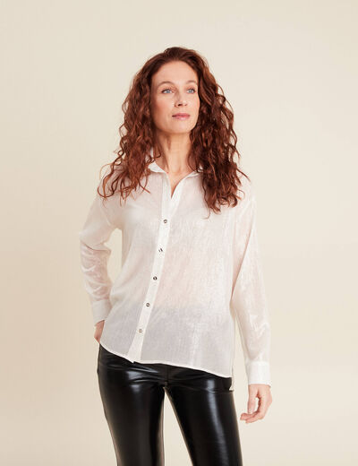Chemise manches longues irisée blanc femme