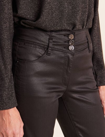 Pantalon enduit noir femme