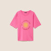 T-shirt col rond manches courtes rose fushia femme